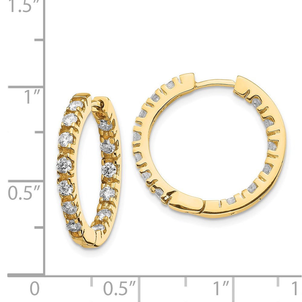 14K Yellow Gold A Diamond Hinged Hoop Earrings