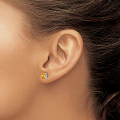 14K White Gold Citrine Oval Stud Earrings