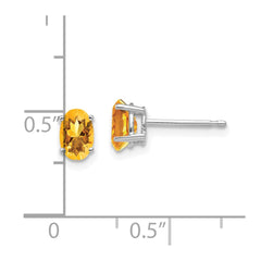 14K White Gold Citrine Oval Stud Earrings