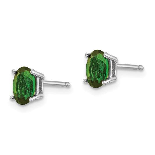 14K White Gold Green Tourmaline Stud Earrings