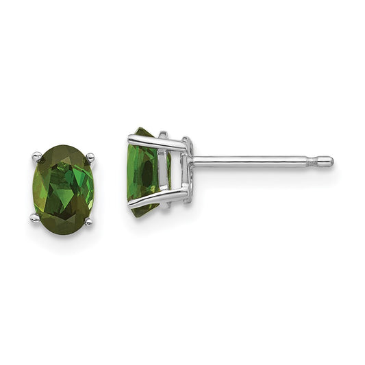 14K White Gold Green Tourmaline Stud Earrings