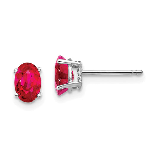 14K White Gold Ruby Stud Earrings