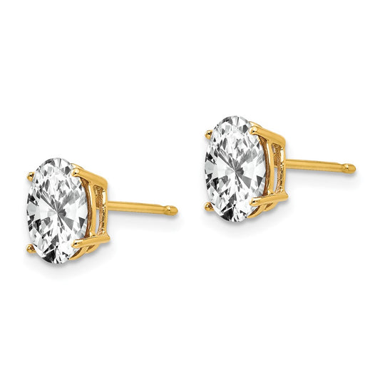 14K Yellow Gold 8x6mm Oval Cubic Zirconia Earrings