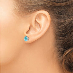 14K White Gold 8x6mm Oval Blue Topaz Stud Earrings