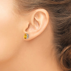 14K White Gold 8x6mm Oval Citrine Stud Earrings