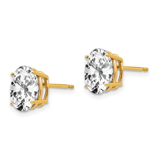 14K Yellow Gold 9x7mm Oval Cubic Zirconia Earrings