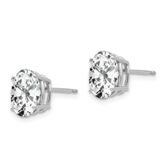 14K White Gold Cubic Zirconia Oval Stud Earrings