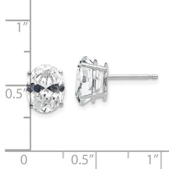 14K White Gold Cubic Zirconia Oval Stud Earrings