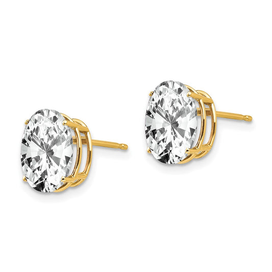 14K Yellow Gold 10x8mm Oval Cubic Zirconia Earrings