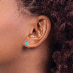 14K White Gold 5mm Trillion Blue Topaz Stud Earrings