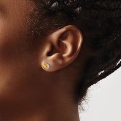 14K White Gold Citrine Trillion Stud Earrings