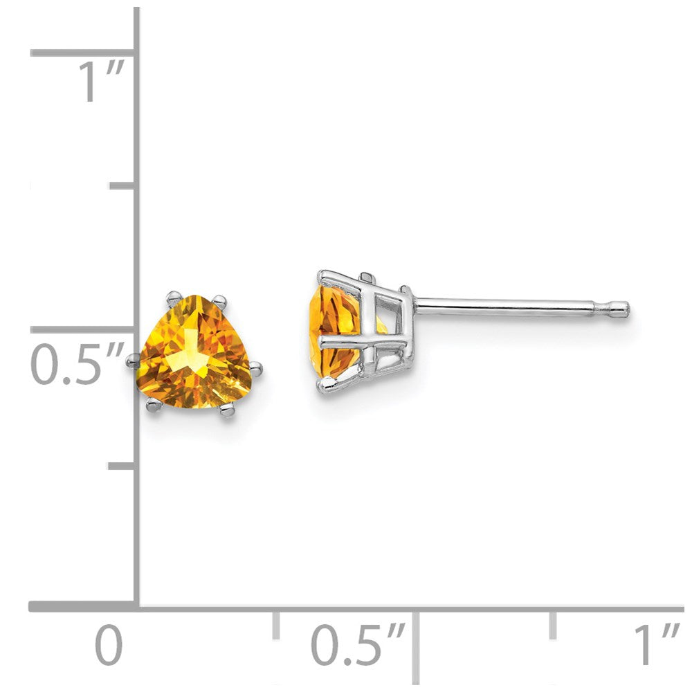 14K White Gold Citrine Trillion Stud Earrings