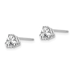 14K White Gold Cubic Zirconia Trillion Stud Earrings