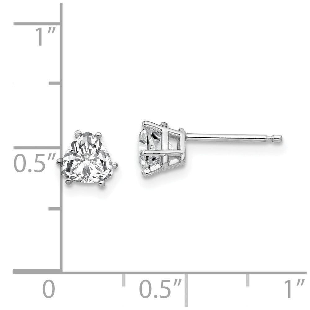 14K White Gold Cubic Zirconia Trillion Stud Earrings