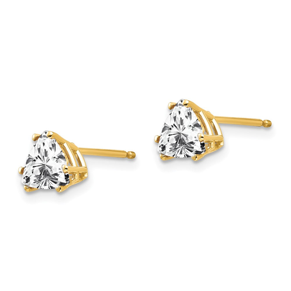 14K Yellow Gold 6mm Trillion Cubic Zirconia Earrings