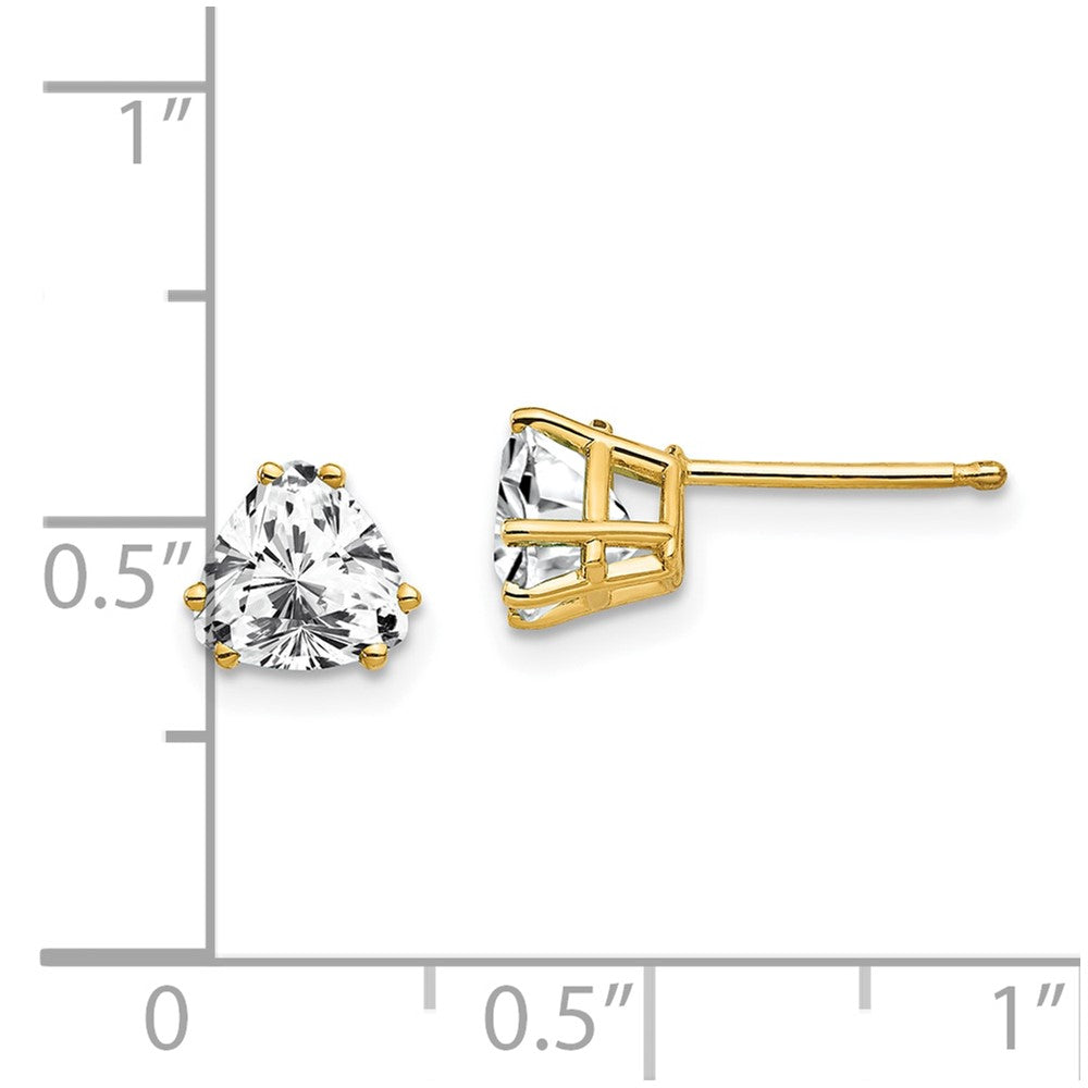 14K Yellow Gold 6mm Trillion Cubic Zirconia Earrings