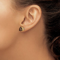14K Yellow Gold 8mm Trillion Smokey Quartz Stud Earrings