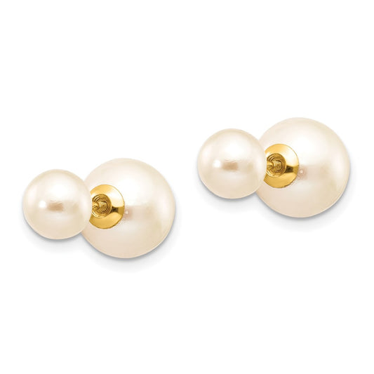 14K Yellow Gold 6-7mm & 9-10mm Round FWC Pearl Screw On Post Earrings