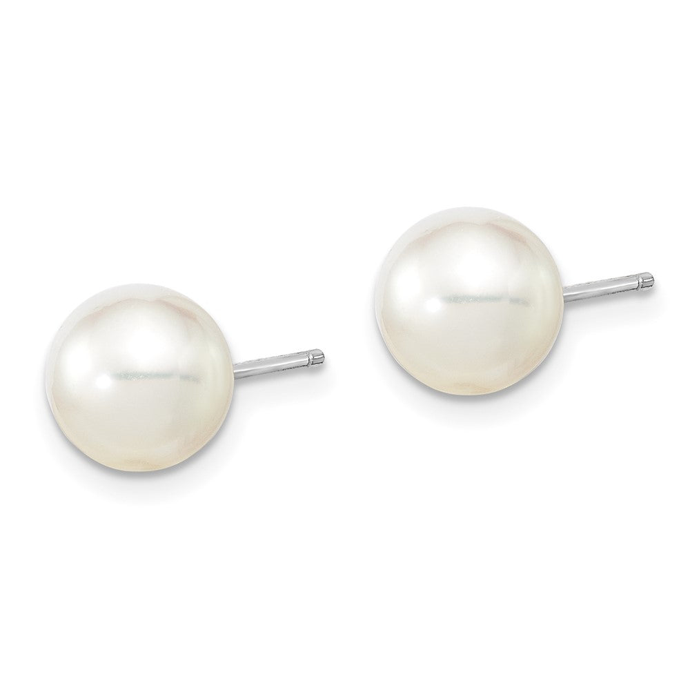 14K White Gold 8-9mm Round White Saltwater South Sea Pearl Earrings