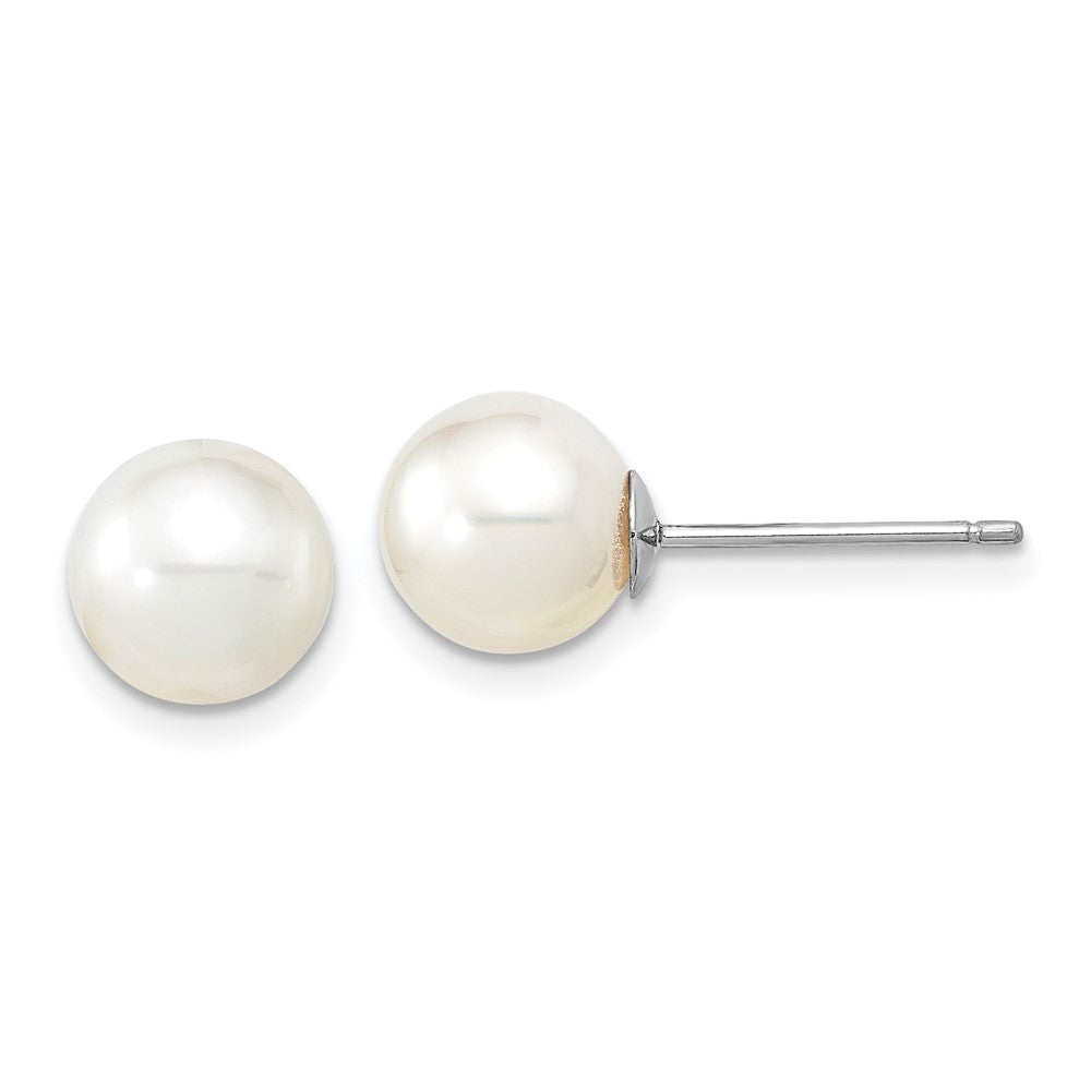 14K White Gold 8-9mm Round White Saltwater South Sea Pearl Earrings