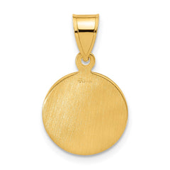 14K Yellow Gold Polished and Satin Saint Michael Medal Pendant