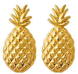 14K Yellow Gold Textured Pineapple Post Earrings
