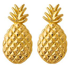 14K Yellow Gold Textured Pineapple Post Earrings