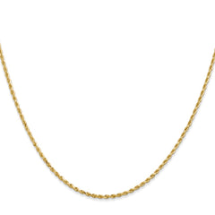Cuerda de oro amarillo de 14 quilates de 1,50 mm con talla de diamante y cadena con cierre de langosta