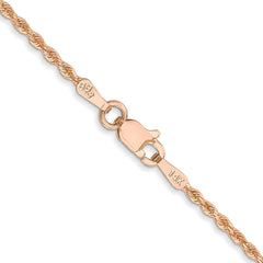 Cuerda de oro rosa de 14 quilates de 1,50 mm con talla de diamante y cadena con cierre de langosta