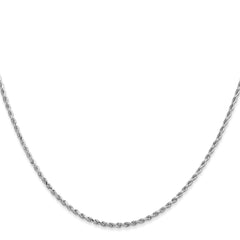 Cuerda de oro blanco de 14 quilates de 1,5 mm con talla de diamante y cadena con cierre de langosta