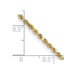 Cuerda ligera de oro amarillo de 14 quilates, 1,8 mm, con corte de diamante y cadena con cierre de langosta