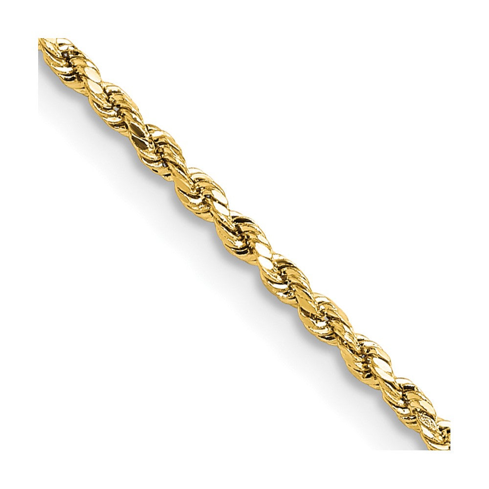 14K Yellow Gold 1.8mm Lightweight Diamond-cut Rope with Lobster Clasp Chain