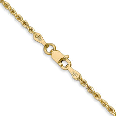 14 Karat Gelbgold, 1,75 mm, diamantgeschliffenes Seil mit Kette mit Karabinerverschluss
