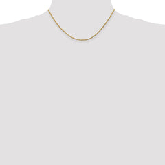 Cuerda de oro amarillo de 14 quilates de 1,75 mm con talla de diamante y cadena con cierre de langosta