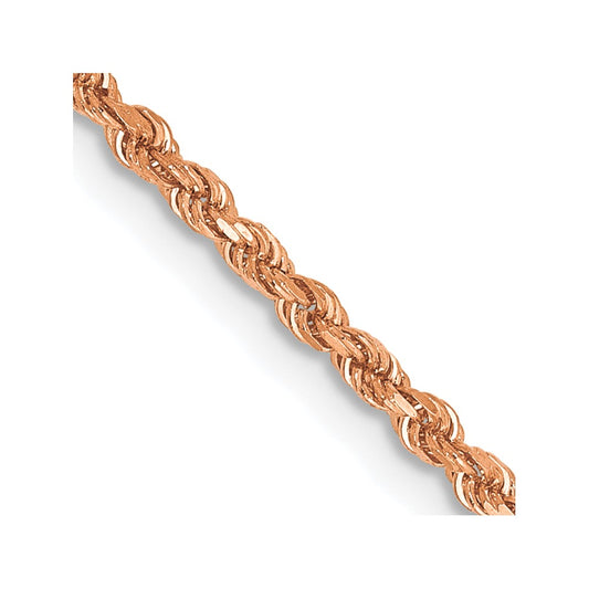 14K Rose Gold 1.75mm Diamond-cut Rope with Lobster Clasp Chain