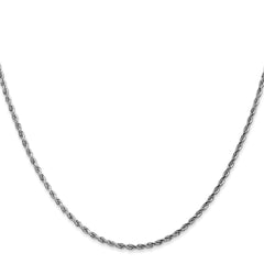 Cuerda de oro blanco de 14 quilates de 1,75 mm con talla de diamante y cadena con cierre de langosta
