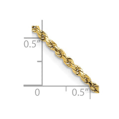 14 Karat Gelbgold, 2 mm, leichtes Seil im Diamantschliff mit Kette mit Karabinerverschluss