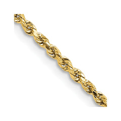 14K Yellow Gold 2mm Lightweight Diamond-cut Rope with Lobster Clasp Chain