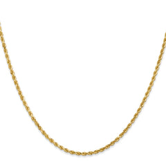 Cuerda de oro amarillo de 14 quilates de 2 mm con talla de diamante y cadena con cierre de langosta