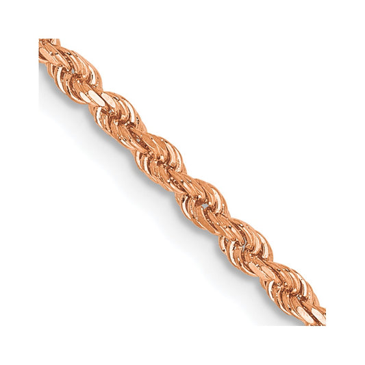 14K Rose Gold 2mm Diamond-cut Rope with Lobster Clasp Chain