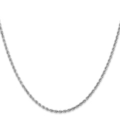 14K White Gold 2mm Diamond-cut Rope with Lobster Clasp Chain