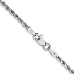 14K White Gold 2mm Diamond-cut Rope with Lobster Clasp Chain