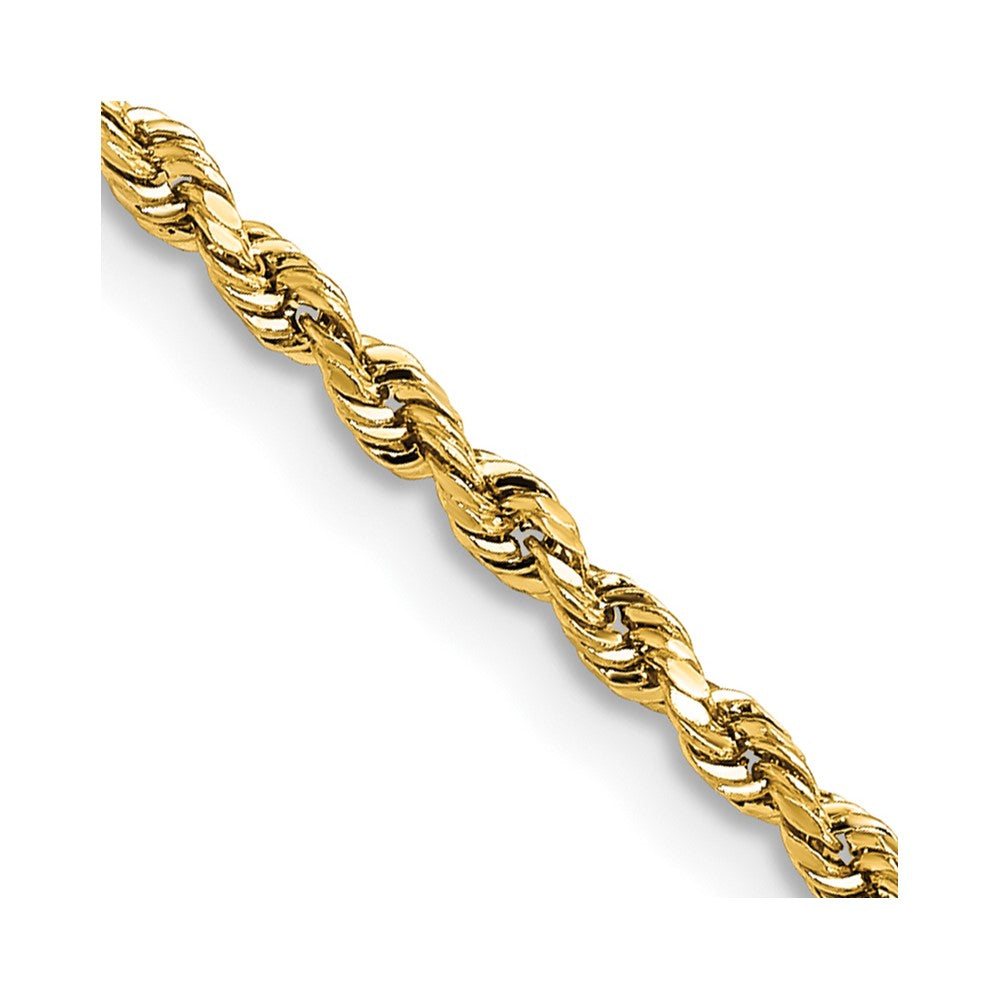 14K Yellow Gold 2.3mm Lightweight Diamond-cut Rope with Lobster Clasp Chain