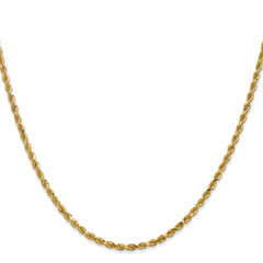 Cuerda de oro amarillo de 14 quilates de 2,25 mm con talla de diamante y cadena con cierre de langosta