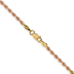 14K Tri-Color Gold 2.5mm Diamond-cut Rope Chain