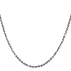 Cuerda de oro blanco de 14 quilates de 2,25 mm con talla de diamante y cadena con cierre de langosta