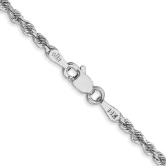 14K White Gold 2.25mm Diamond-cut Rope with Lobster Clasp Chain