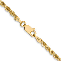 14 Karat Gelbgold, 2,75 mm, diamantgeschliffenes Seil mit Karabinerverschlusskette