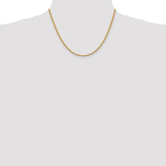 Cuerda con corte de diamante de 2,75 mm de oro amarillo de 14 quilates con cadena con cierre de langosta