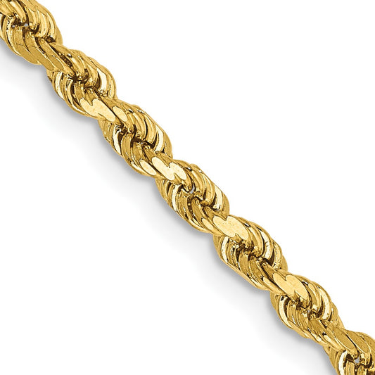 14K Yellow Gold 2.75mm Diamond-cut Rope with Lobster Clasp Chain